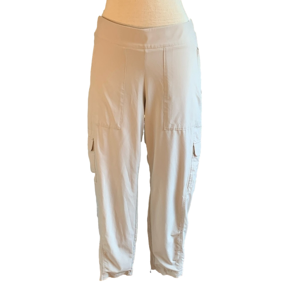 Athleta sz 10 khaki elastic waist pull on cargo pants